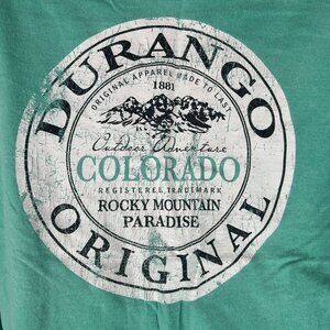 Durango Original Long Sleeve Shirt S Green Colorado 1881 Logo Outdoor Adventure